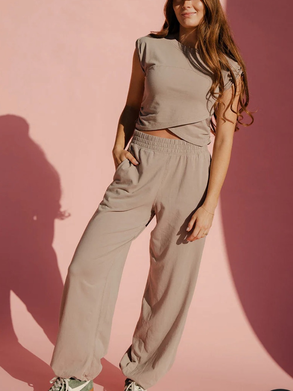Twenty8Twelve Taupe Wide-Leg Track Pants NWT